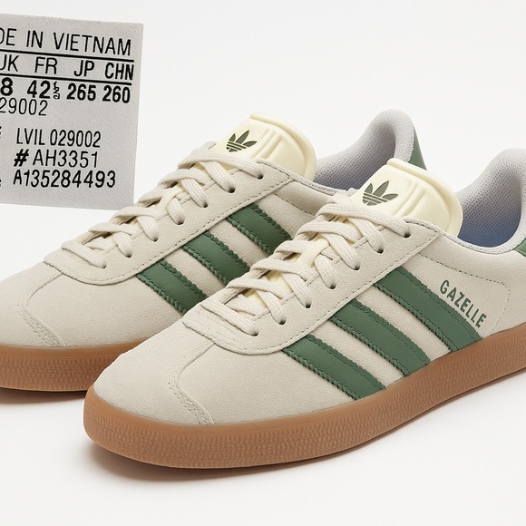 Adidas Gazelle Skateboarding Sneakers Men’s 8.5 / Women’s 10 – Beige & Green - Picture 2 of 11